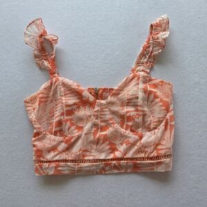 Kendall & Kylie Orange Floral Crop Top